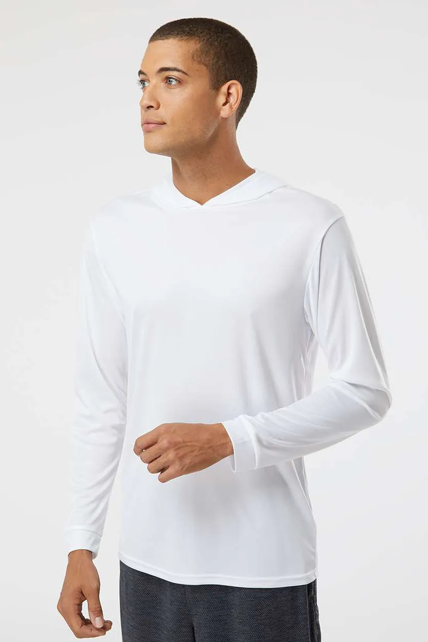 Paragon Mens Bahama Performance Moisture Wicking Long Sleeve Hooded T-Shirt Hoodie - White