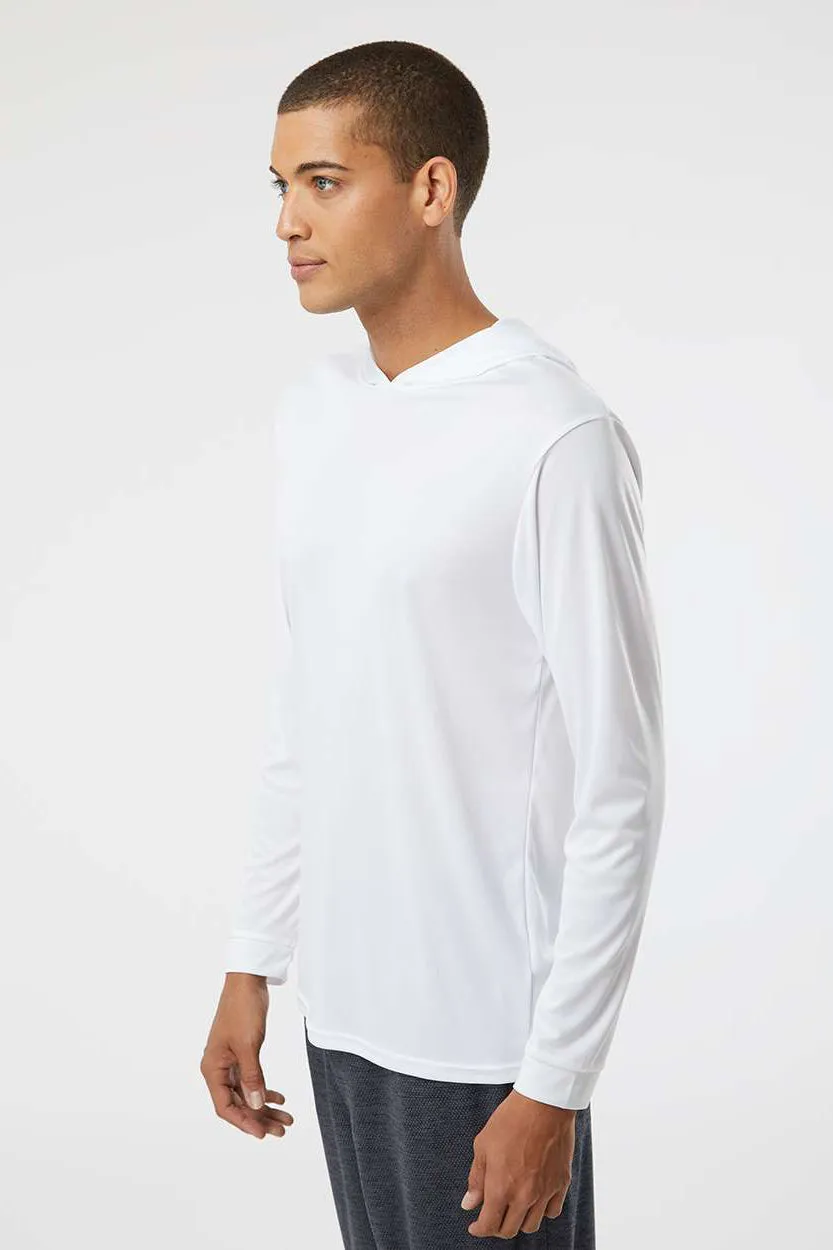 Paragon Mens Bahama Performance Moisture Wicking Long Sleeve Hooded T-Shirt Hoodie - White