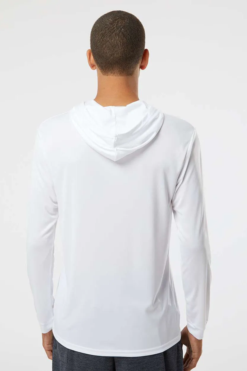 Paragon Mens Bahama Performance Moisture Wicking Long Sleeve Hooded T-Shirt Hoodie - White