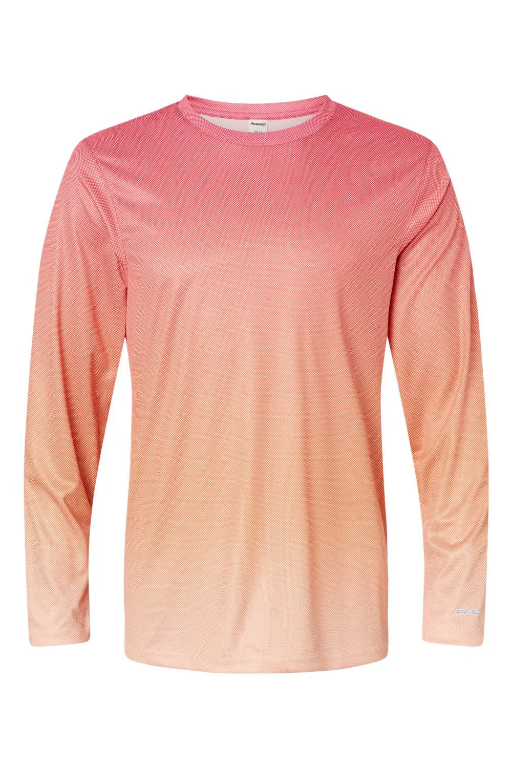 Paragon Mens Barbados Performance Moisture Wicking Pin Dot Long Sleeve Crewneck T-Shirt - Red/Light Orange