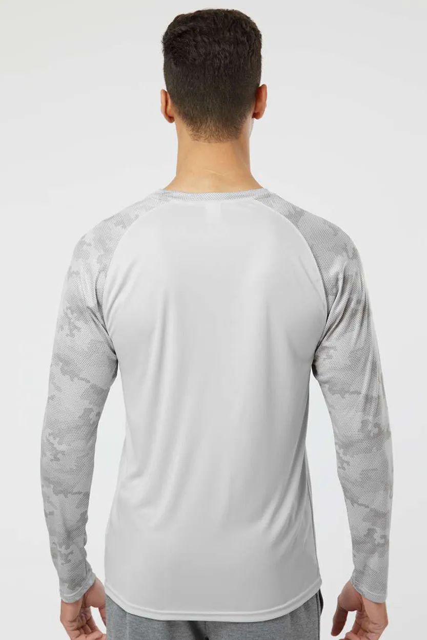 Paragon Mens Cayman Performance Moisture Wicking Camo Colorblock Long Sleeve Crewneck T-Shirt - Aluminum Grey