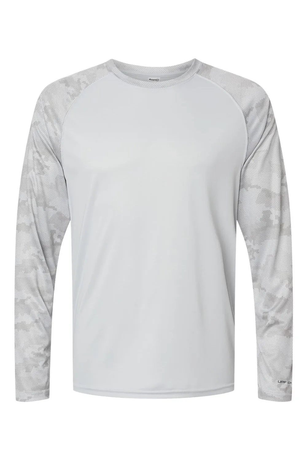 Paragon Mens Cayman Performance Moisture Wicking Camo Colorblock Long Sleeve Crewneck T-Shirt - Aluminum Grey