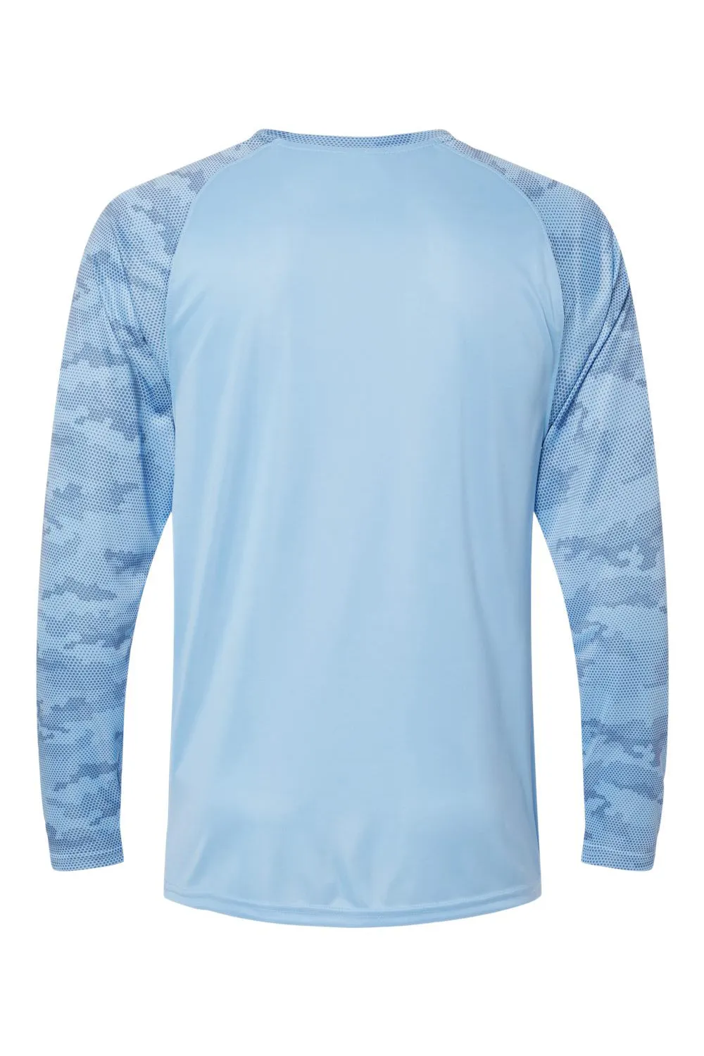 Paragon Mens Cayman Performance Moisture Wicking Camo Colorblock Long Sleeve Crewneck T-Shirt - Blue Mist