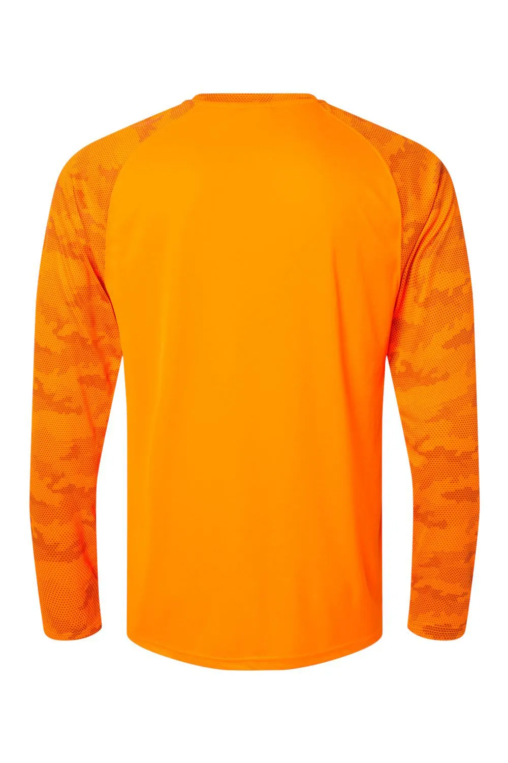 Paragon Mens Cayman Performance Moisture Wicking Camo Colorblock Long Sleeve Crewneck T-Shirt - Neon Orange