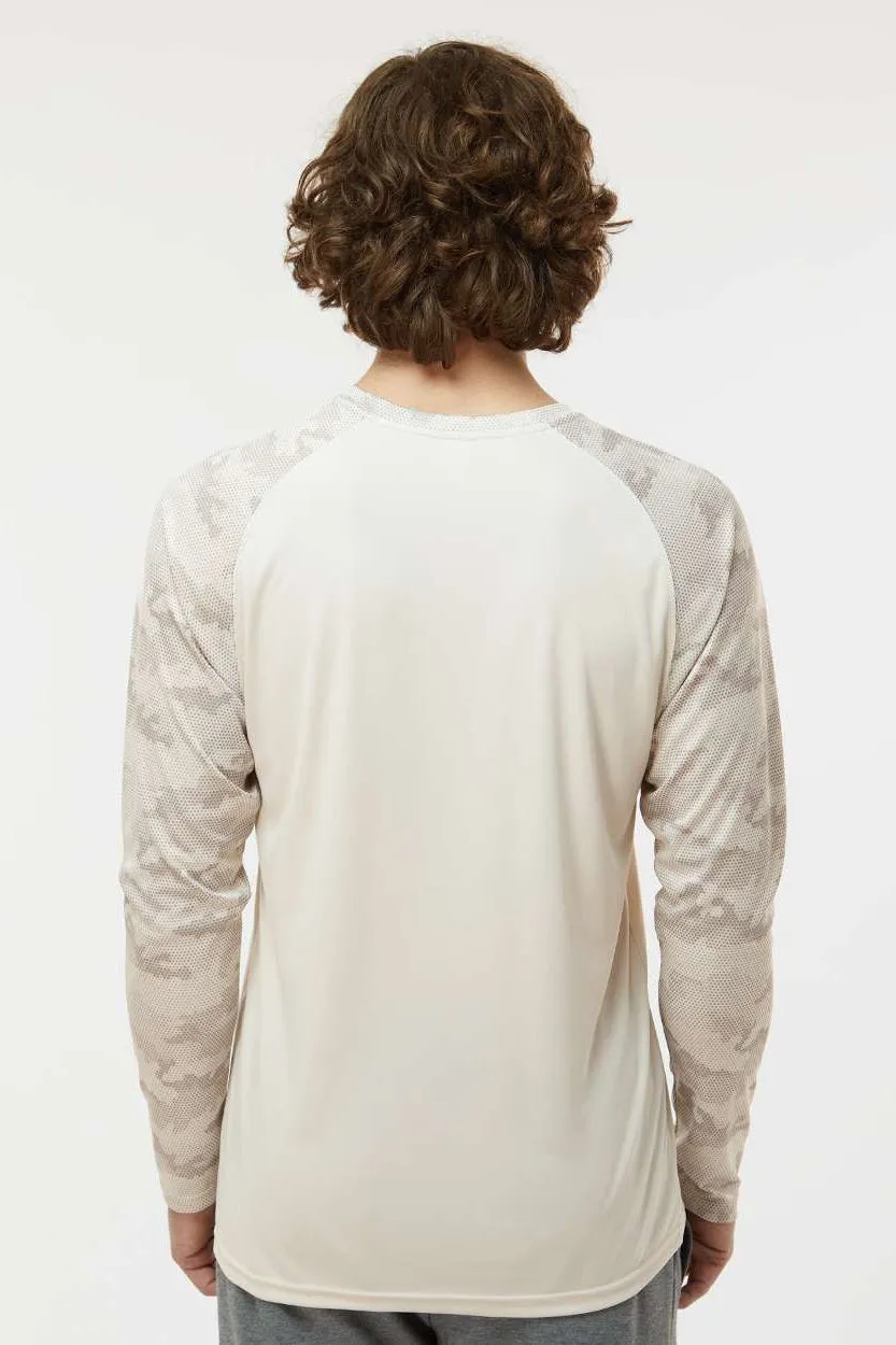 Paragon Mens Cayman Performance Moisture Wicking Camo Colorblock Long Sleeve Crewneck T-Shirt - Sand
