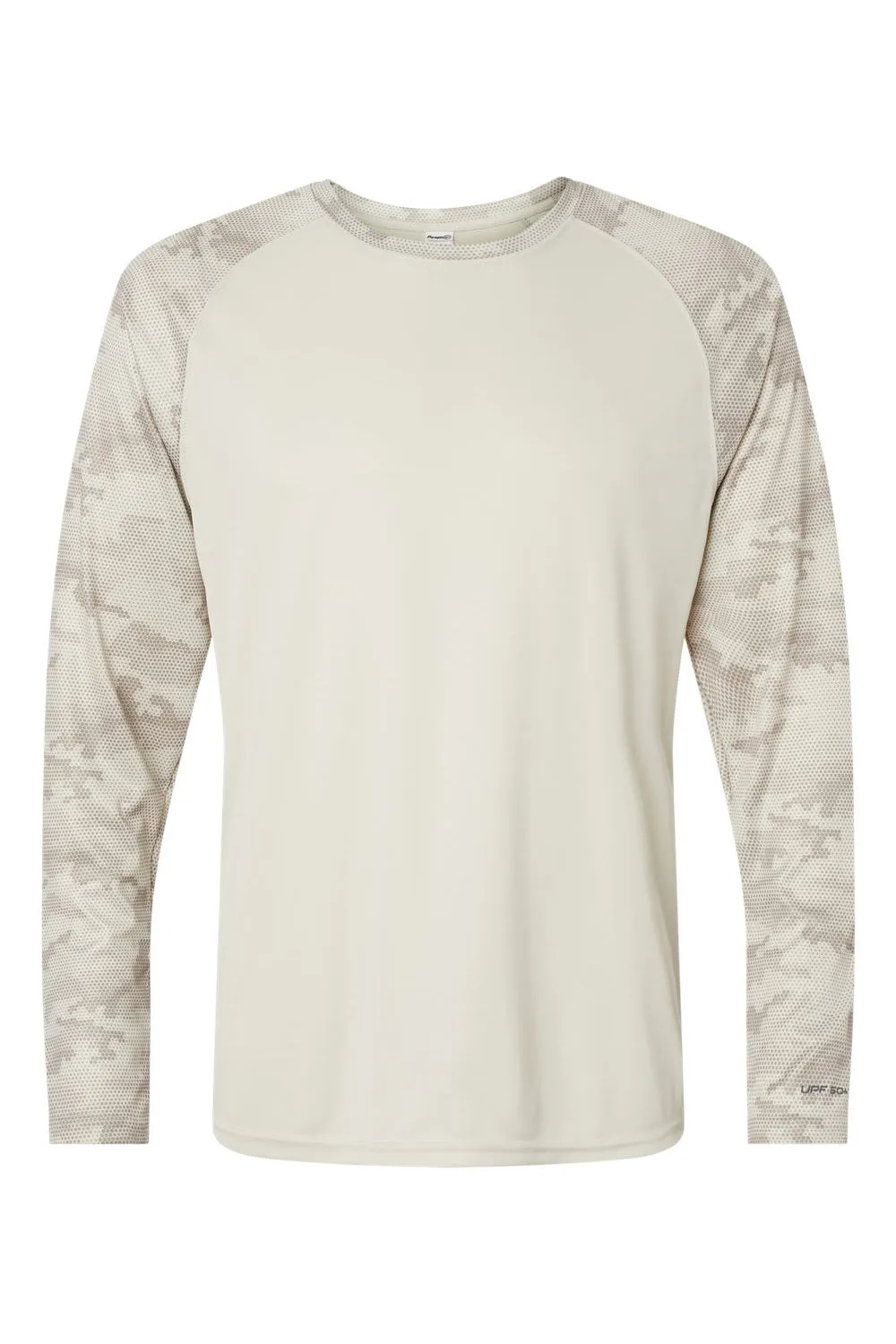 Paragon Mens Cayman Performance Moisture Wicking Camo Colorblock Long Sleeve Crewneck T-Shirt - Sand