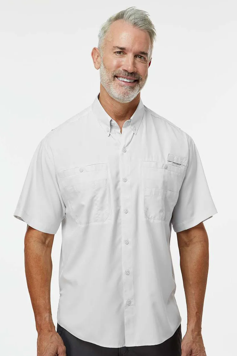Paragon Mens Hatteras Performance Moisture Wicking Short Sleeve Button Down Shirt w/ Double Pockets - Aluminum Grey