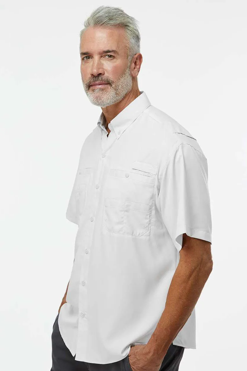 Paragon Mens Hatteras Performance Moisture Wicking Short Sleeve Button Down Shirt w/ Double Pockets - Aluminum Grey