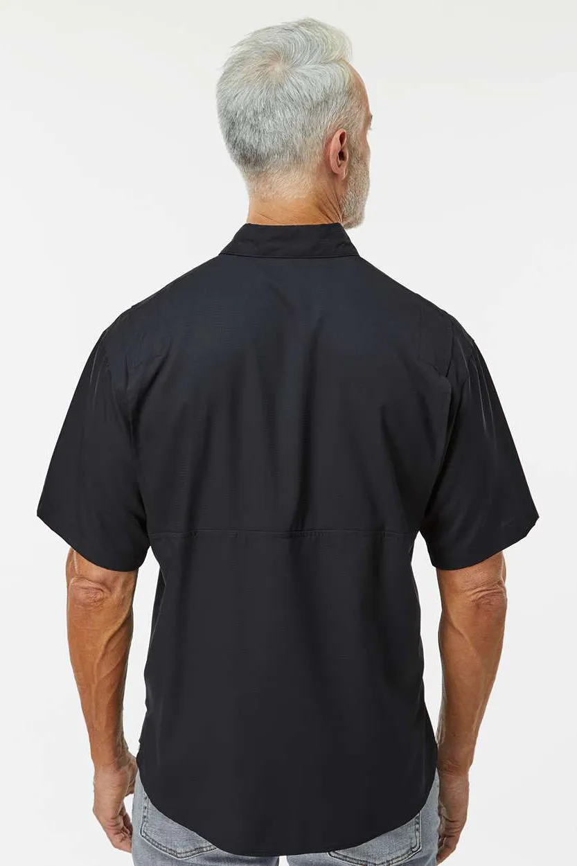 Paragon Mens Hatteras Performance Moisture Wicking Short Sleeve Button Down Shirt w/ Double Pockets - Black