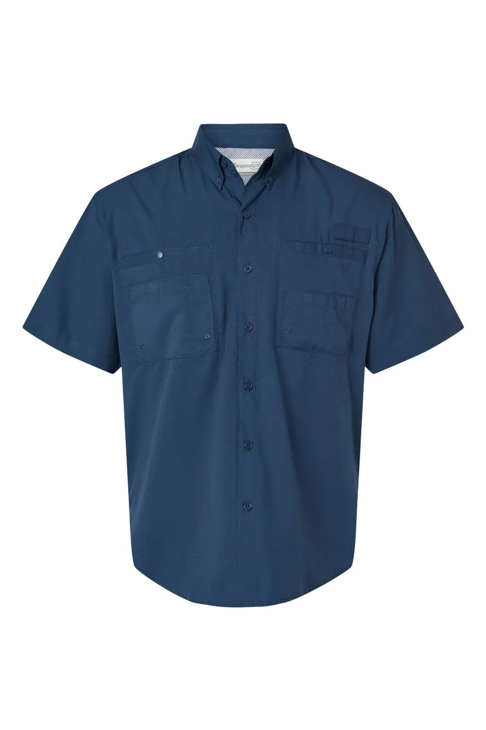 Paragon Mens Hatteras Performance Moisture Wicking Short Sleeve Button Down Shirt w/ Double Pockets - Navy Blue