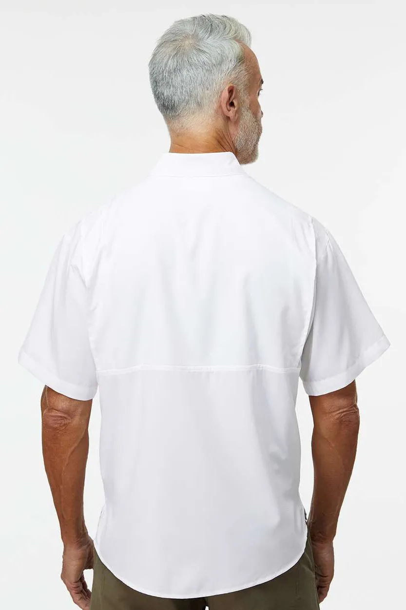 Paragon Mens Hatteras Performance Moisture Wicking Short Sleeve Button Down Shirt w/ Double Pockets - White