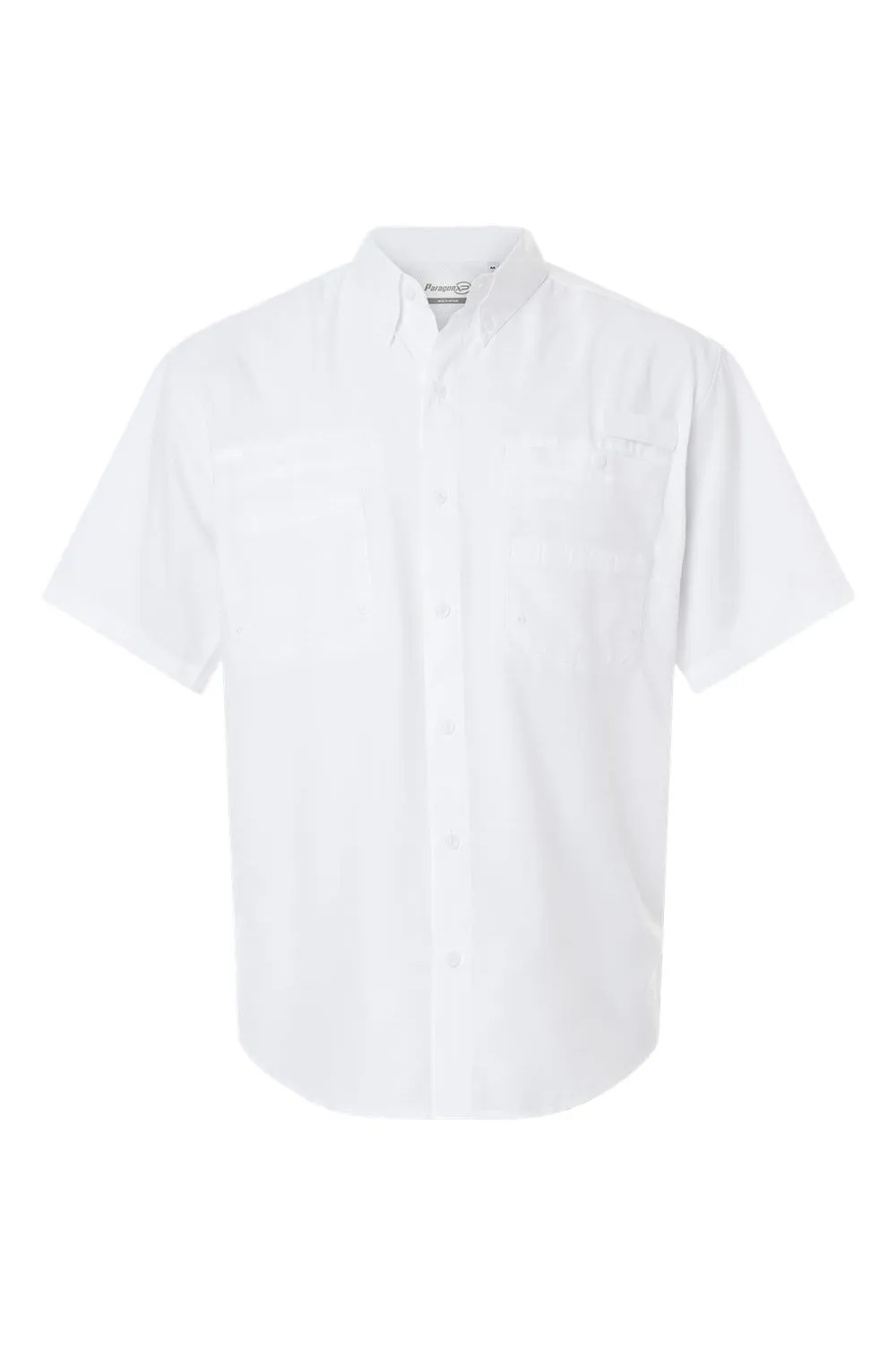 Paragon Mens Hatteras Performance Moisture Wicking Short Sleeve Button Down Shirt w/ Double Pockets - White
