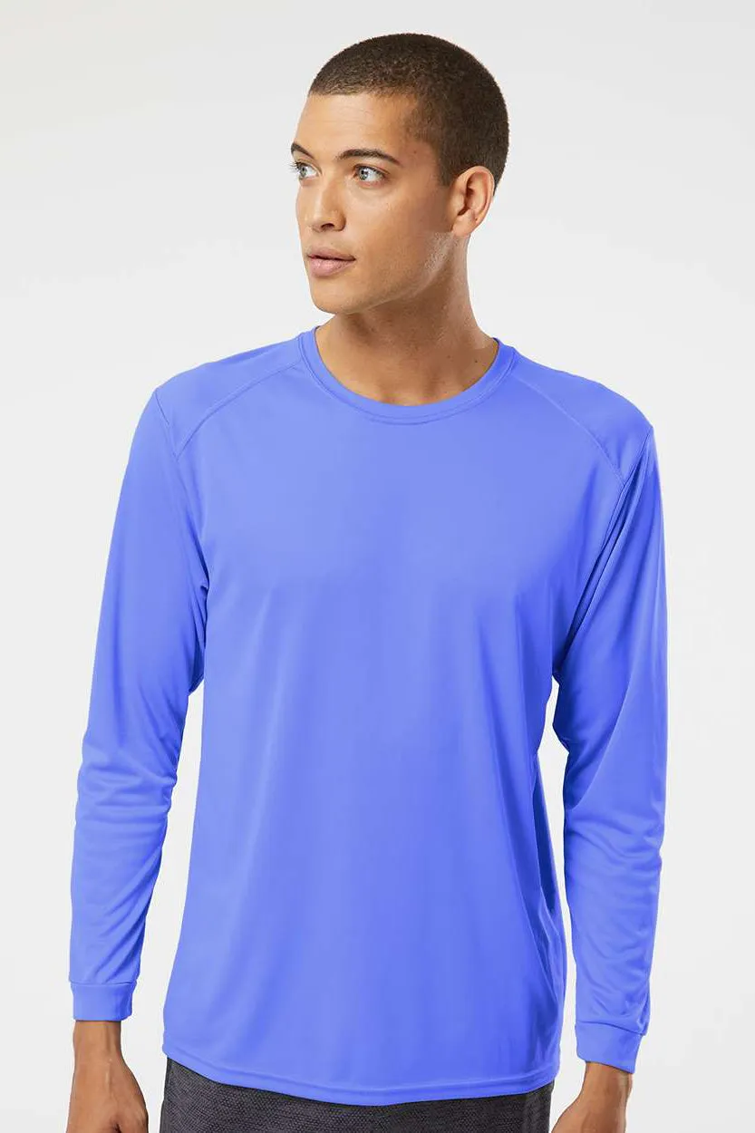 Paragon Mens Islander Performance Moisture Wicking Long Sleeve Crewneck T-Shirt - Bimini Blue