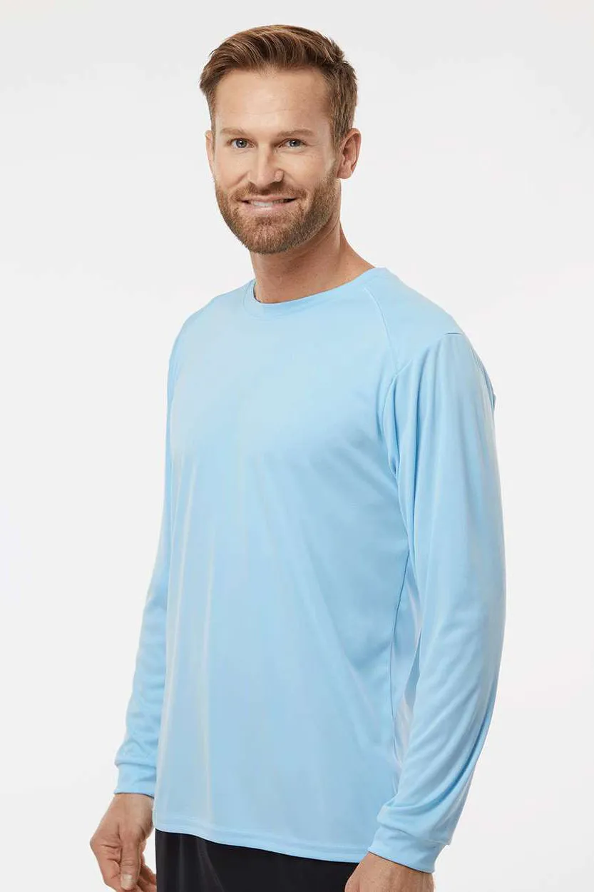 Paragon Mens Islander Performance Moisture Wicking Long Sleeve Crewneck T-Shirt - Blue Mist