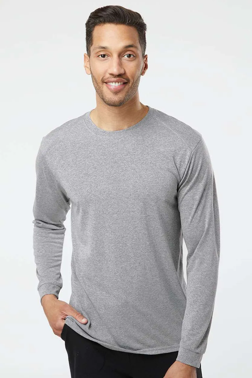 Paragon Mens Islander Performance Moisture Wicking Long Sleeve Crewneck T-Shirt - Heather Grey