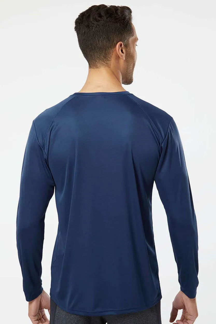 Paragon Mens Islander Performance Moisture Wicking Long Sleeve Crewneck T-Shirt - Navy Blue