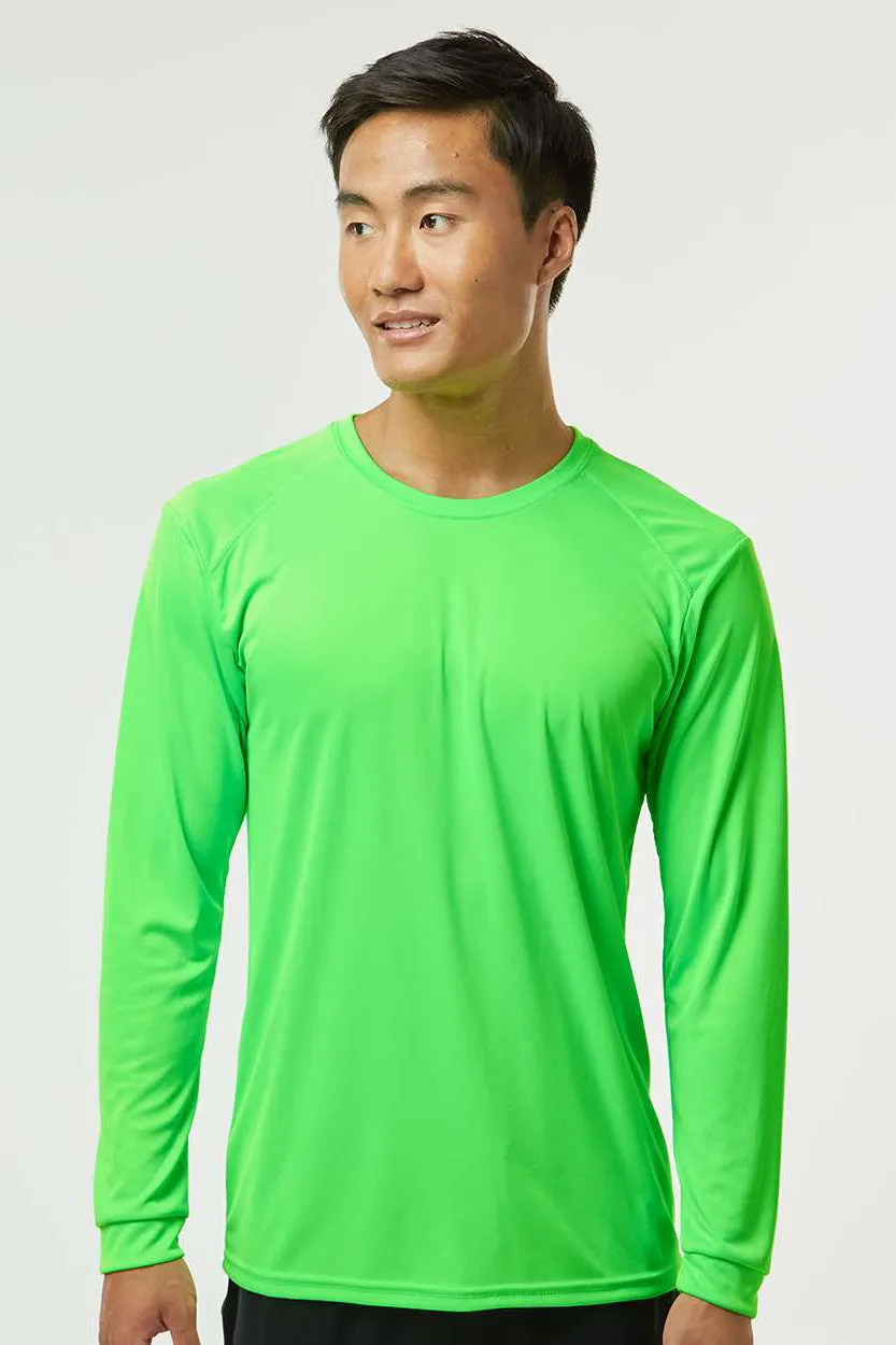 Paragon Mens Islander Performance Moisture Wicking Long Sleeve Crewneck T-Shirt - Neon Lime Green