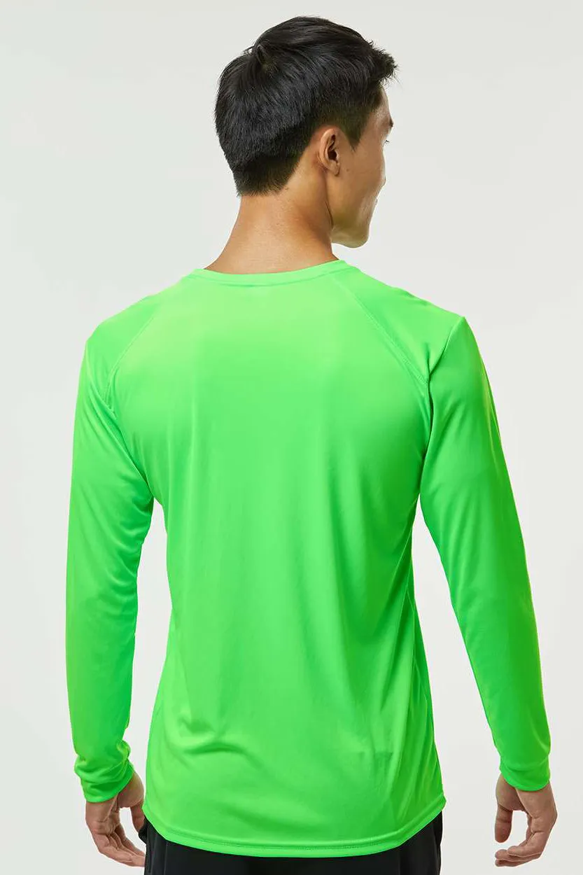 Paragon Mens Islander Performance Moisture Wicking Long Sleeve Crewneck T-Shirt - Neon Lime Green