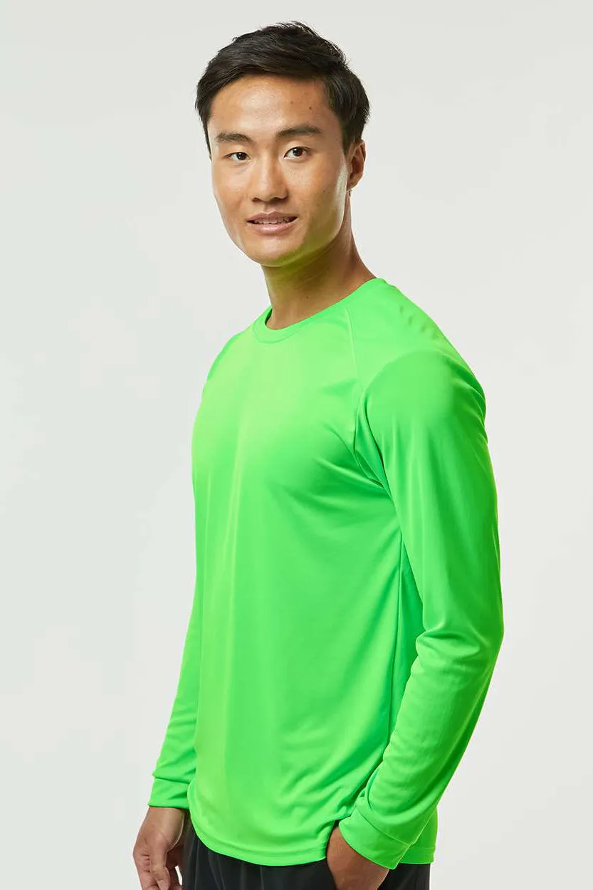 Paragon Mens Islander Performance Moisture Wicking Long Sleeve Crewneck T-Shirt - Neon Lime Green