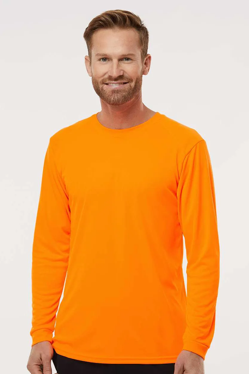 Paragon Mens Islander Performance Moisture Wicking Long Sleeve Crewneck T-Shirt - Neon Orange