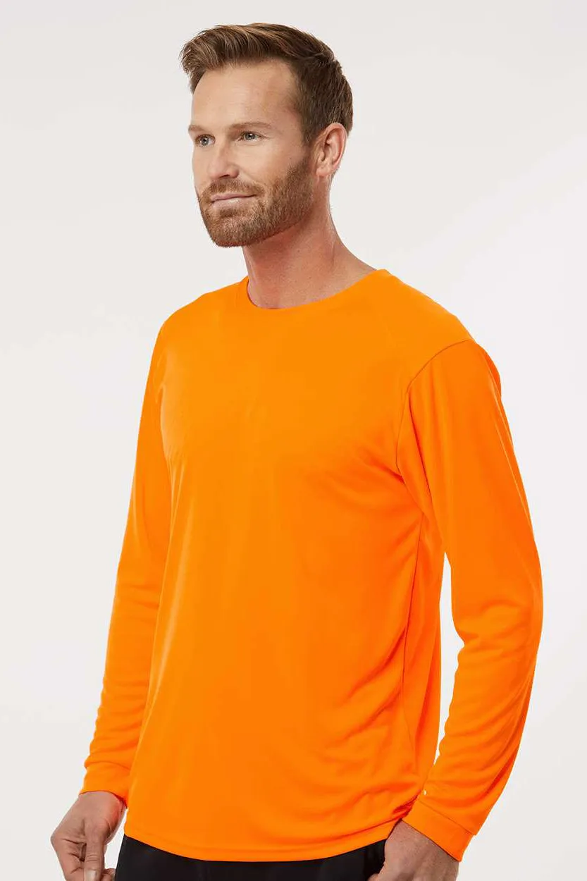 Paragon Mens Islander Performance Moisture Wicking Long Sleeve Crewneck T-Shirt - Neon Orange