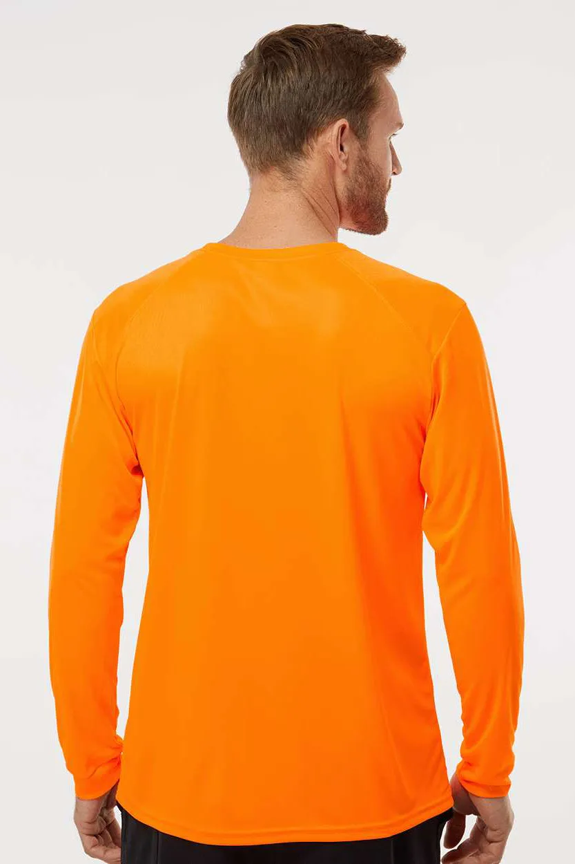 Paragon Mens Islander Performance Moisture Wicking Long Sleeve Crewneck T-Shirt - Neon Orange