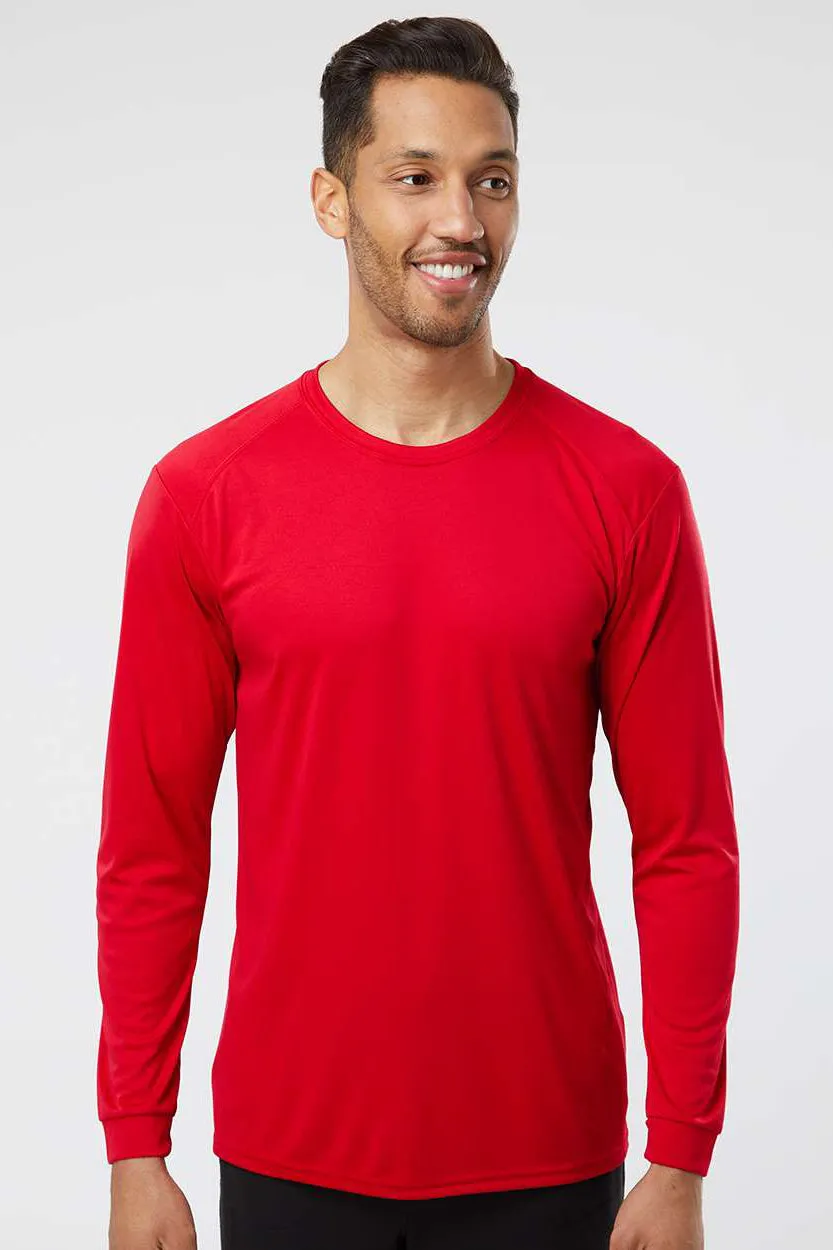 Paragon Mens Islander Performance Moisture Wicking Long Sleeve Crewneck T-Shirt - Red
