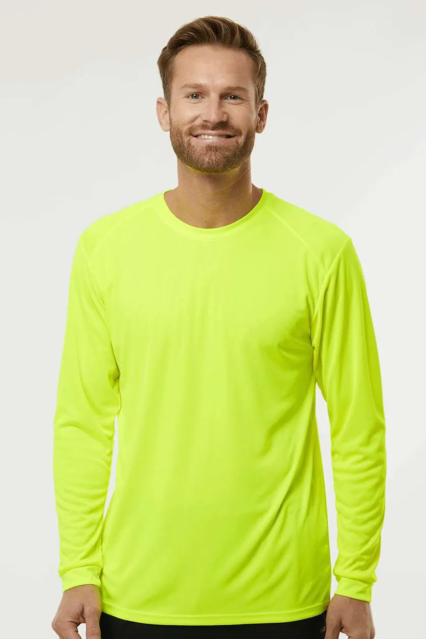 Paragon Mens Islander Performance Moisture Wicking Long Sleeve Crewneck T-Shirt - Safety Green