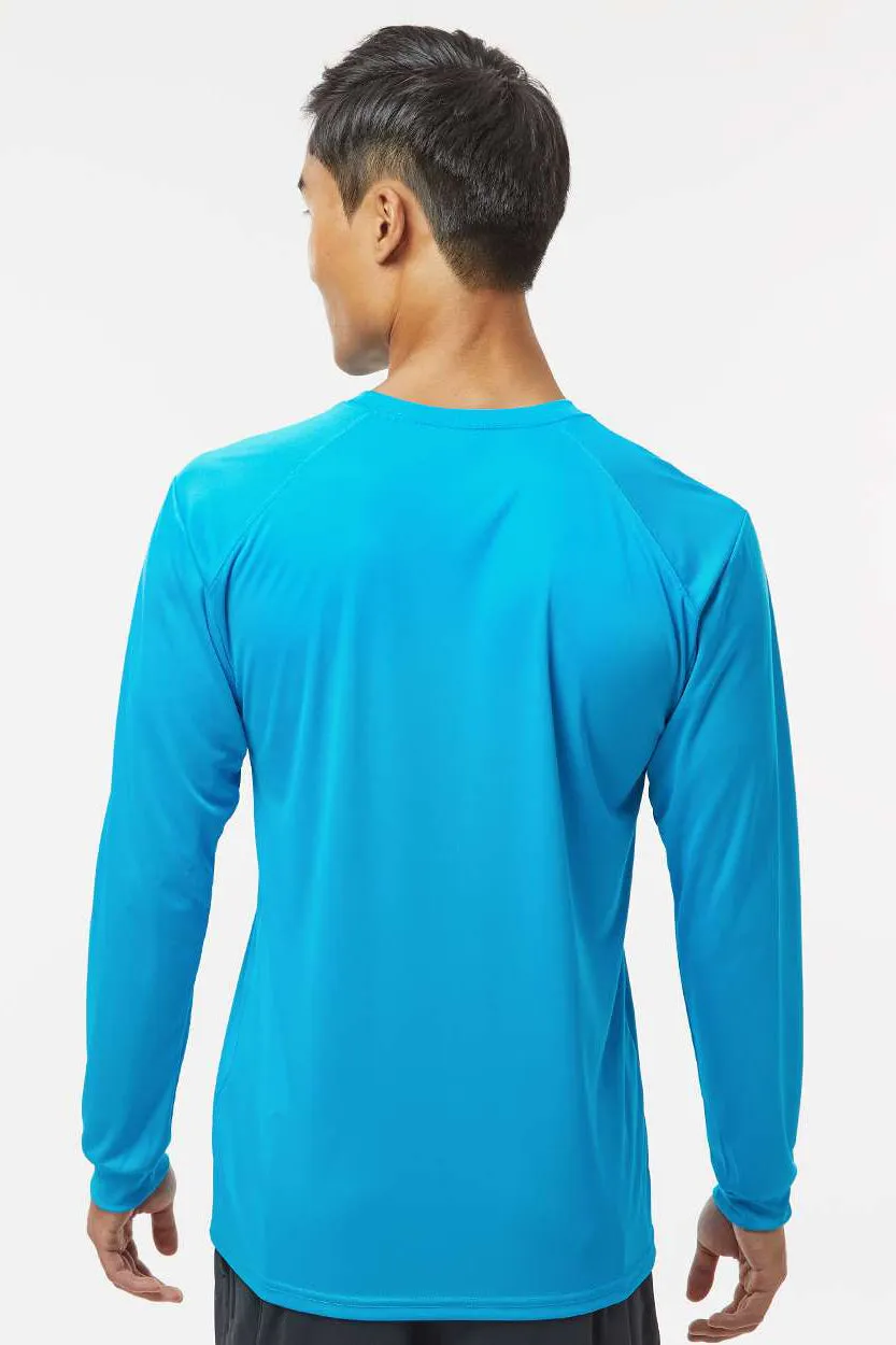 Paragon Mens Islander Performance Moisture Wicking Long Sleeve Crewneck T-Shirt - Turquoise Blue