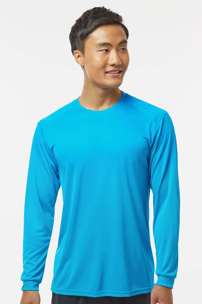 Paragon Mens Islander Performance Moisture Wicking Long Sleeve Crewneck T-Shirt - Turquoise Blue