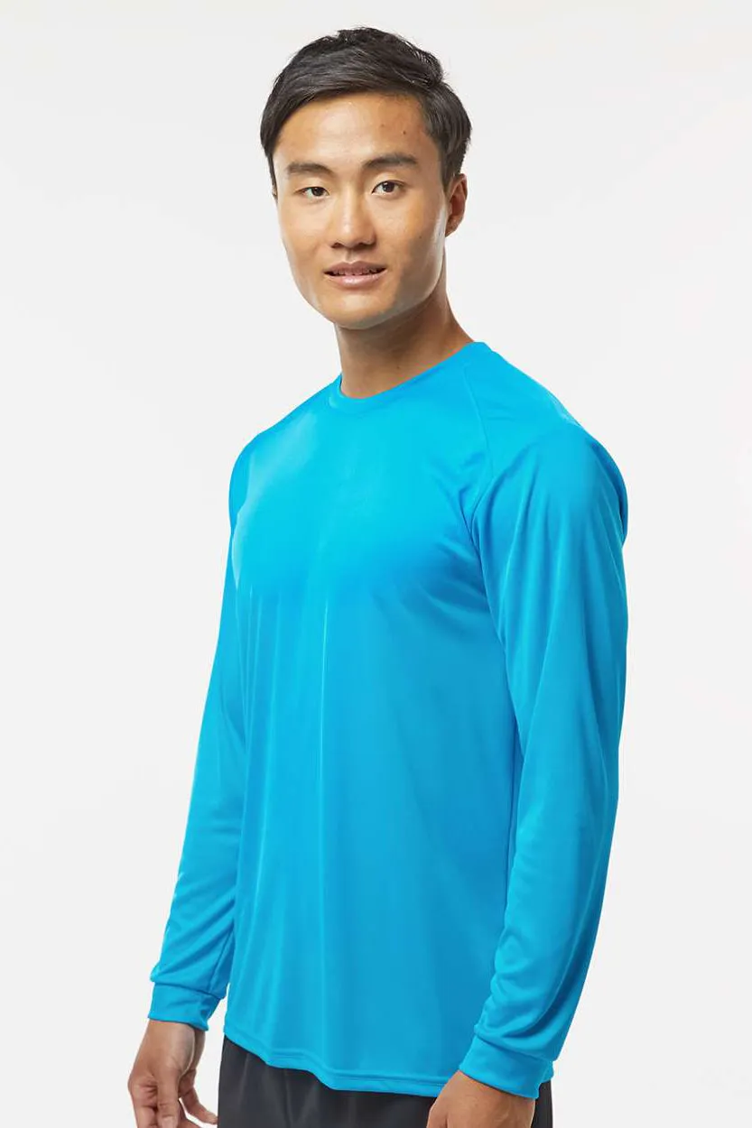 Paragon Mens Islander Performance Moisture Wicking Long Sleeve Crewneck T-Shirt - Turquoise Blue