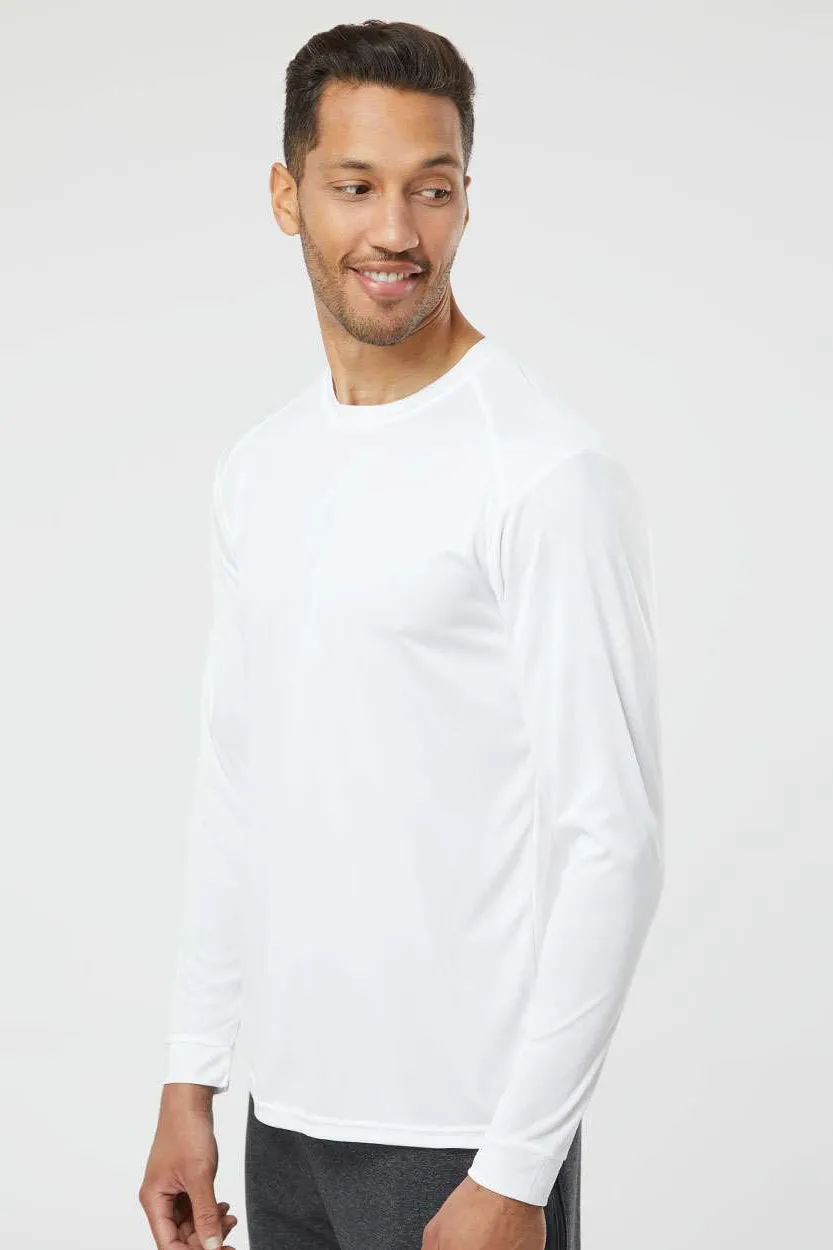 Paragon Mens Islander Performance Moisture Wicking Long Sleeve Crewneck T-Shirt - White