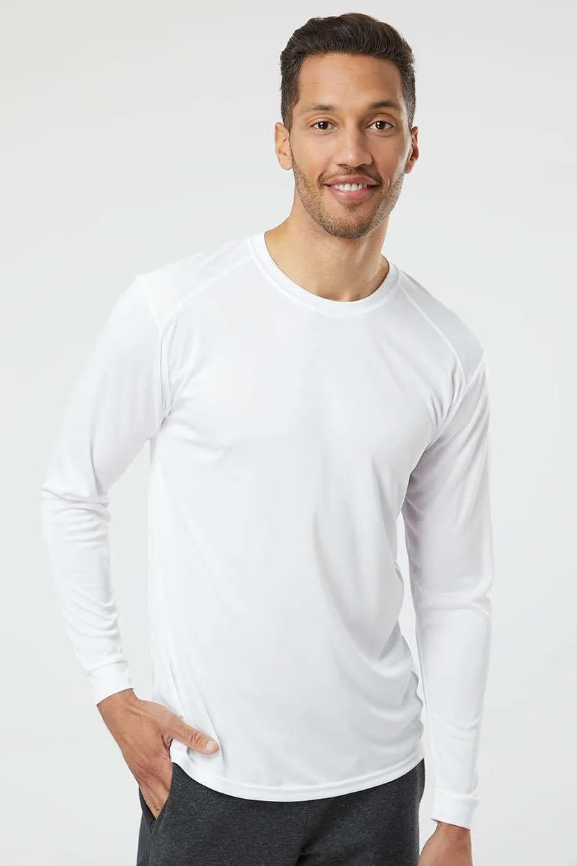 Paragon Mens Islander Performance Moisture Wicking Long Sleeve Crewneck T-Shirt - White