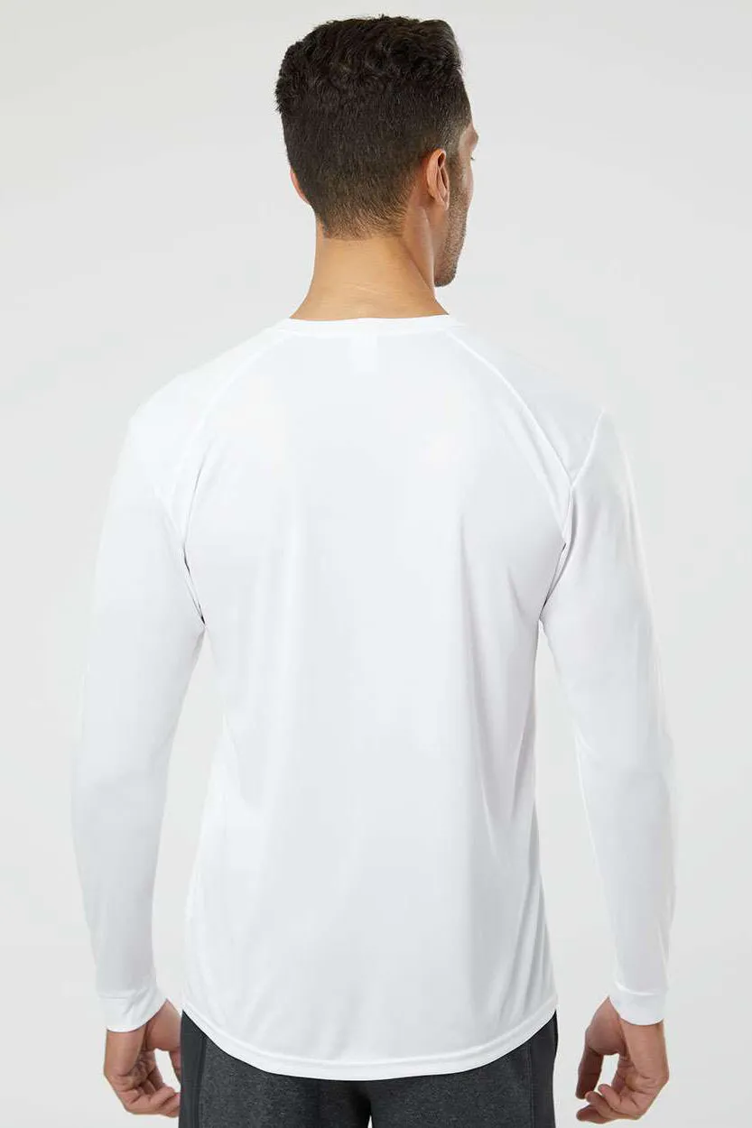 Paragon Mens Islander Performance Moisture Wicking Long Sleeve Crewneck T-Shirt - White