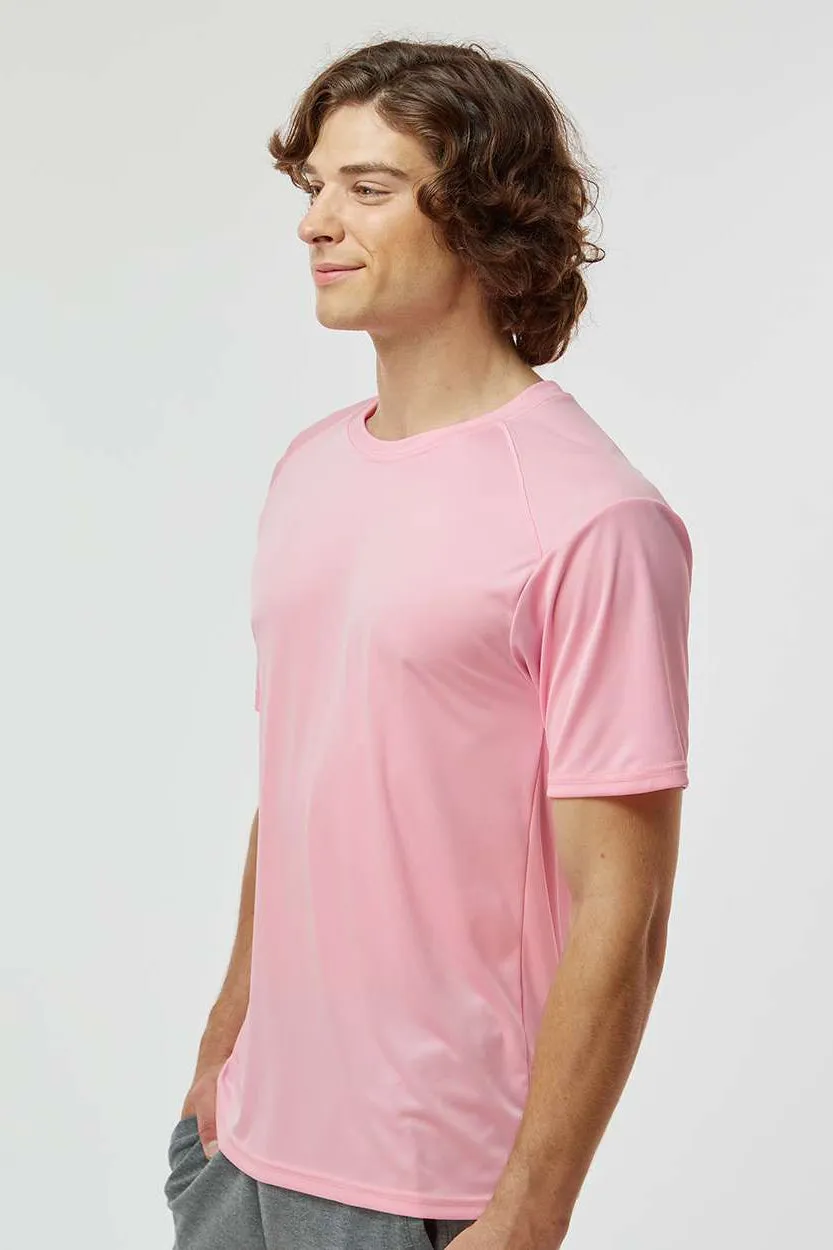 Paragon Mens Islander Performance Moisture Wicking Short Sleeve Crewneck T-Shirt - Charity Pink