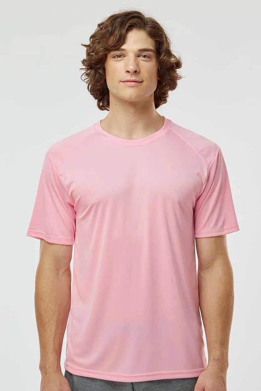 Paragon Mens Islander Performance Moisture Wicking Short Sleeve Crewneck T-Shirt - Charity Pink