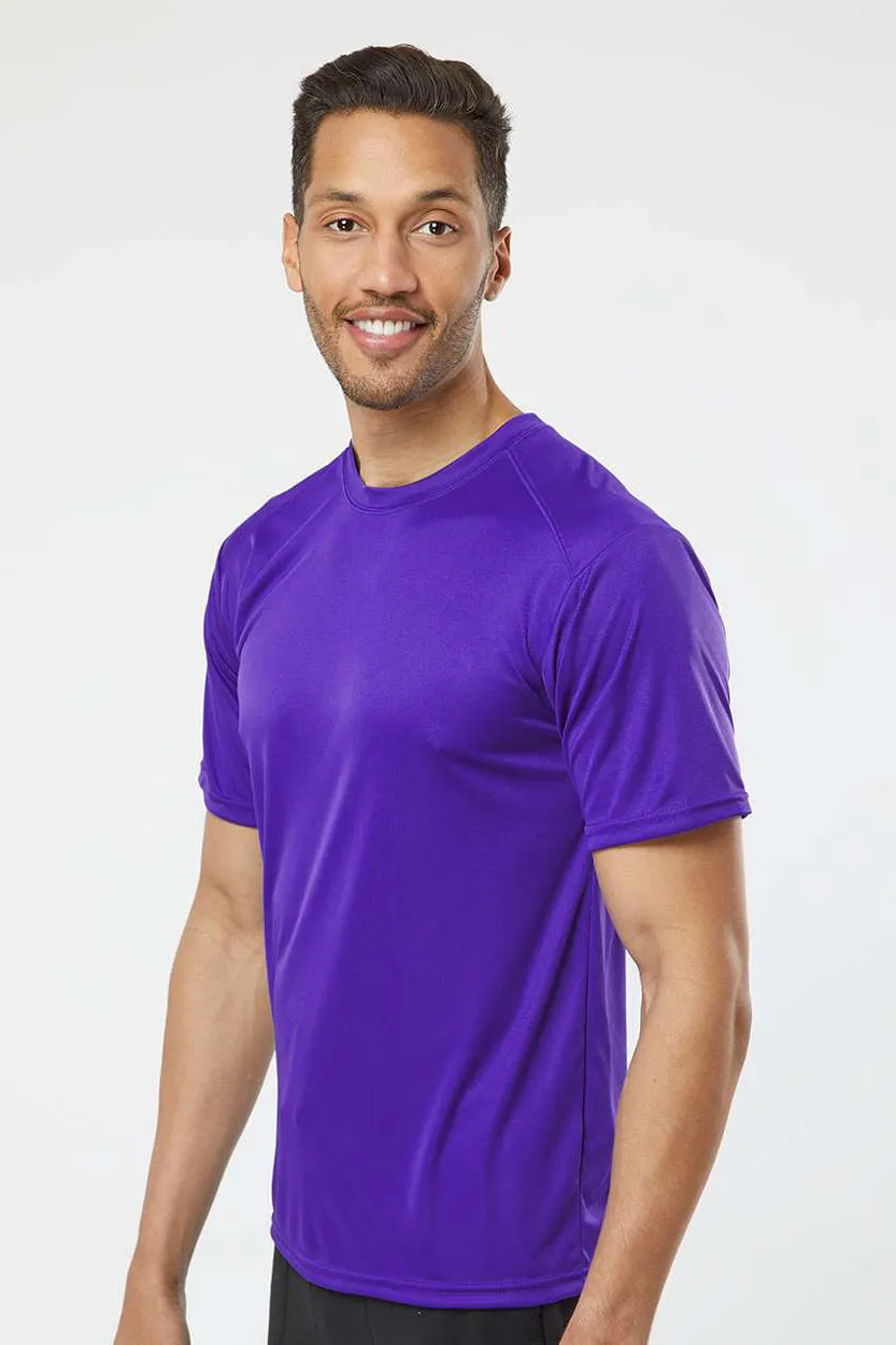 Paragon Mens Islander Performance Moisture Wicking Short Sleeve Crewneck T-Shirt - Purple