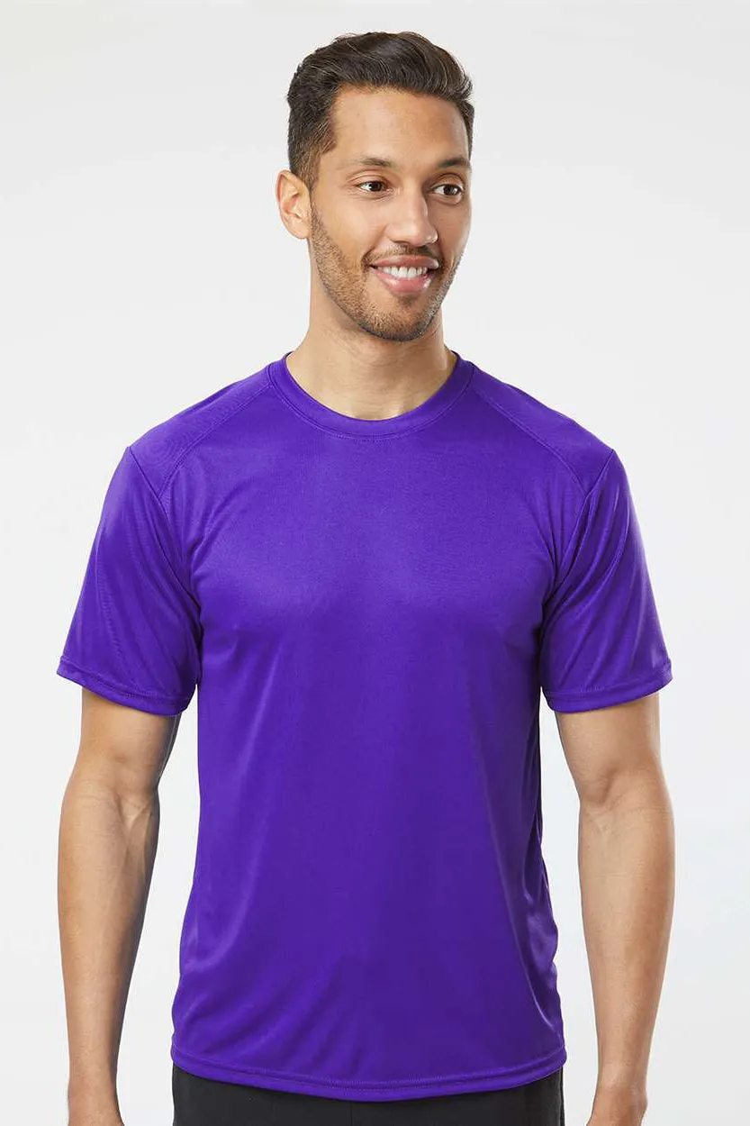 Paragon Mens Islander Performance Moisture Wicking Short Sleeve Crewneck T-Shirt - Purple