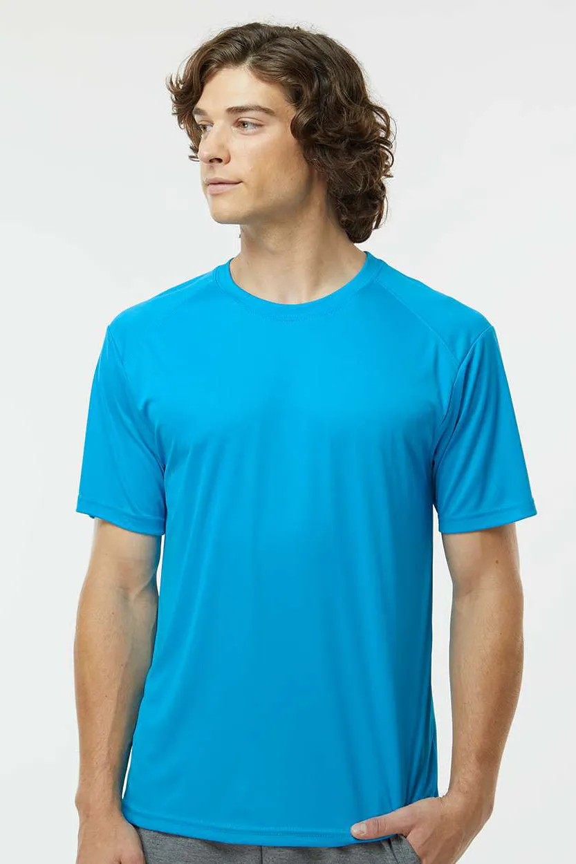 Paragon Mens Islander Performance Moisture Wicking Short Sleeve Crewneck T-Shirt - Turquoise Blue