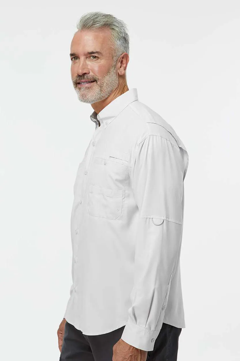 Paragon Mens Kitty Hawk Performance Moisture Wicking Long Sleeve Button Down Shirt w/ Double Pockets - Aluminum Grey