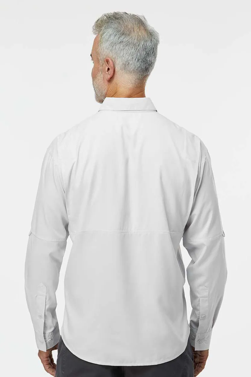 Paragon Mens Kitty Hawk Performance Moisture Wicking Long Sleeve Button Down Shirt w/ Double Pockets - Aluminum Grey