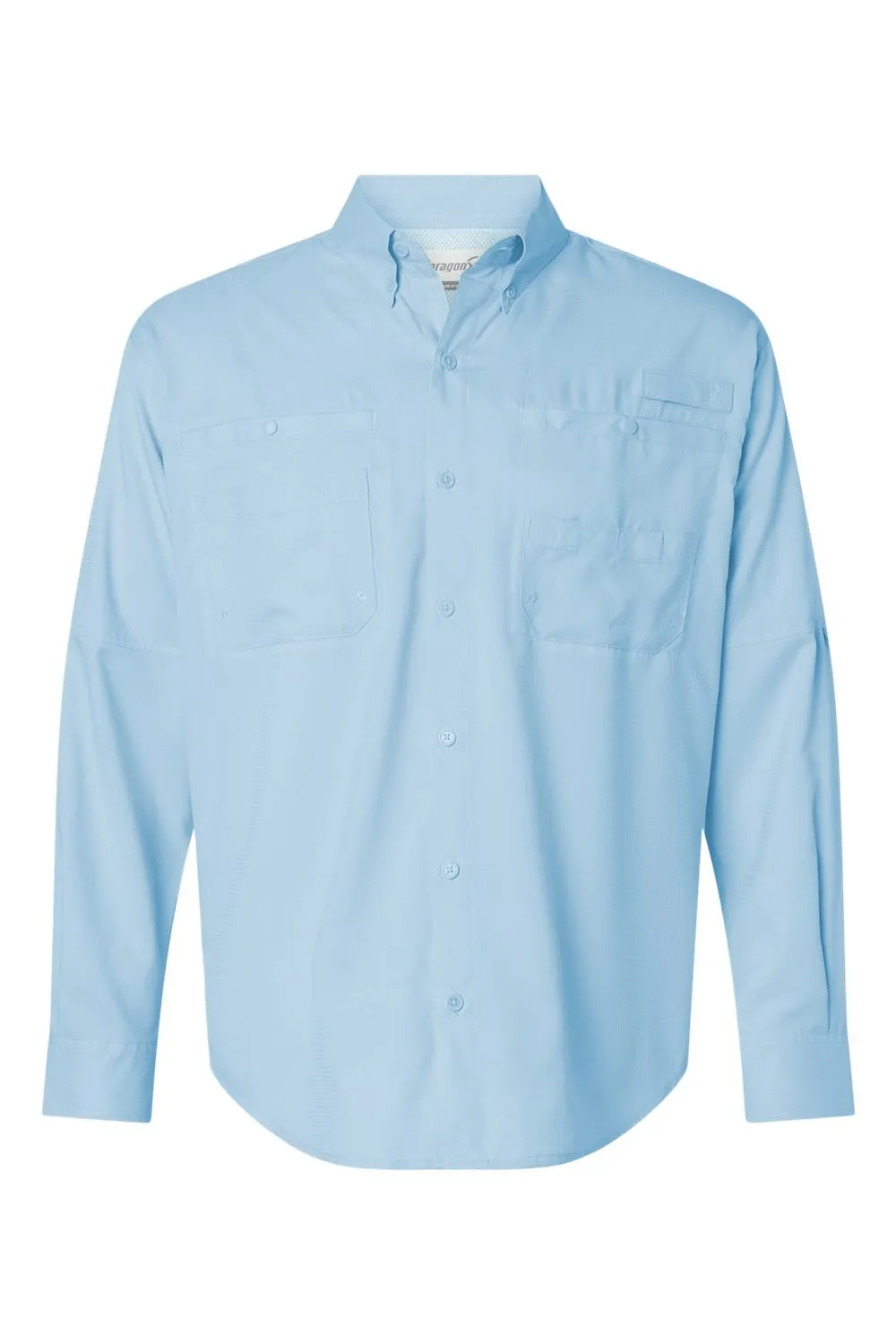 Paragon Mens Kitty Hawk Performance Moisture Wicking Long Sleeve Button Down Shirt w/ Double Pockets - Blue Mist
