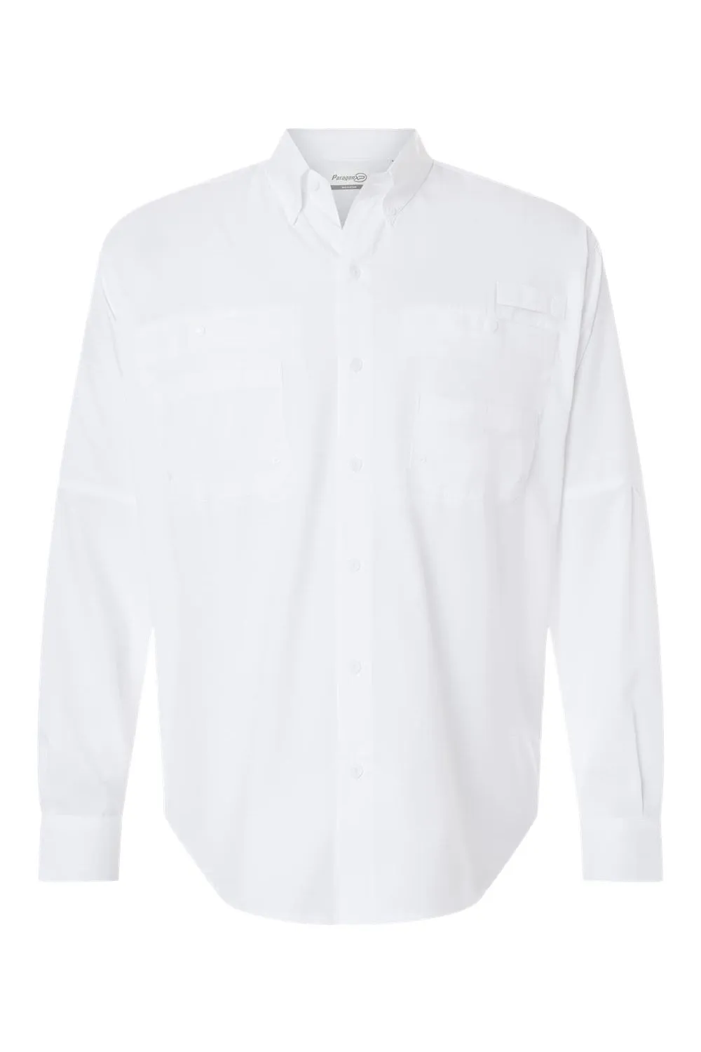 Paragon Mens Kitty Hawk Performance Moisture Wicking Long Sleeve Button Down Shirt w/ Double Pockets - White