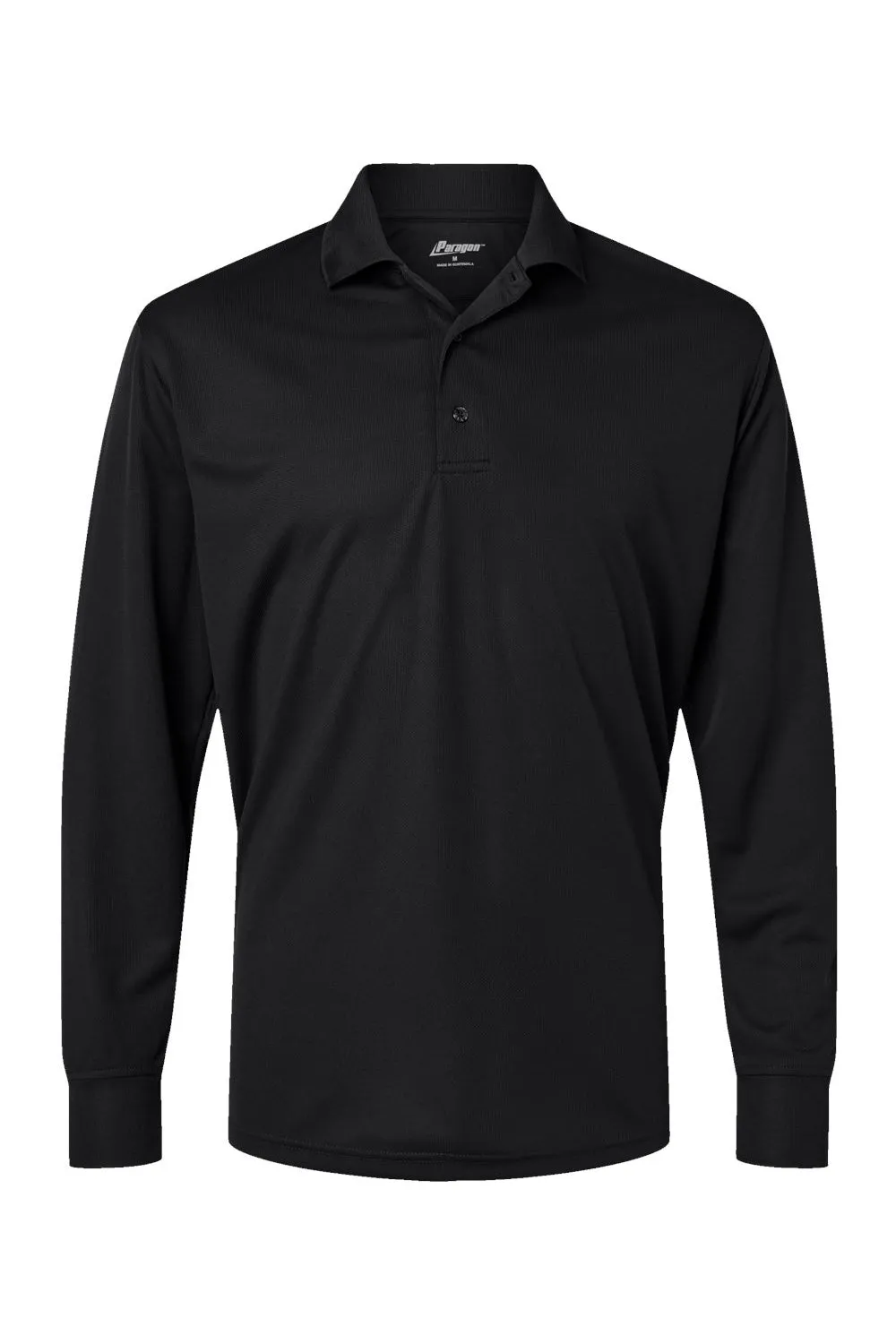 Paragon Mens Prescott Moisture Wicking Long Sleeve Polo Shirt - Black