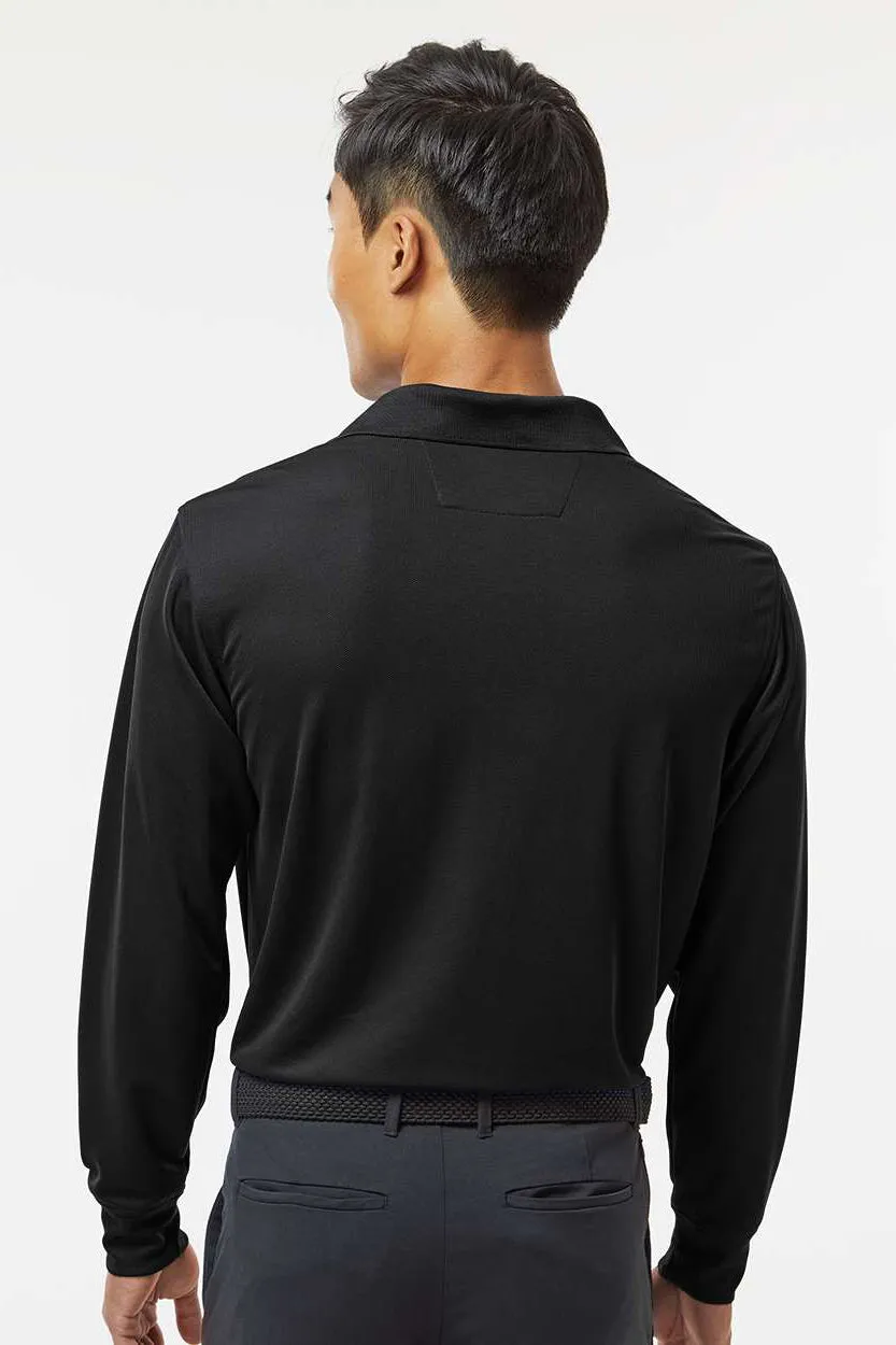 Paragon Mens Prescott Moisture Wicking Long Sleeve Polo Shirt - Black
