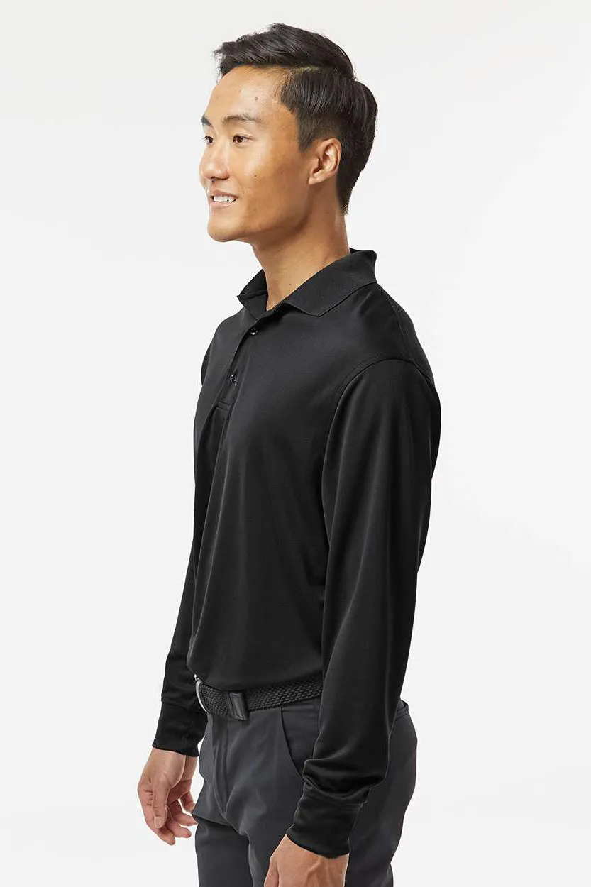 Paragon Mens Prescott Moisture Wicking Long Sleeve Polo Shirt - Black