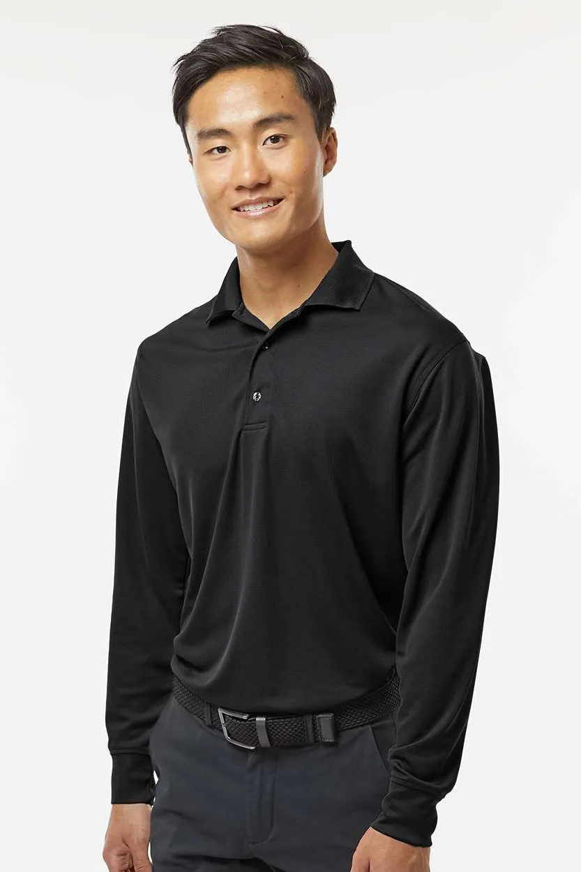 Paragon Mens Prescott Moisture Wicking Long Sleeve Polo Shirt - Black