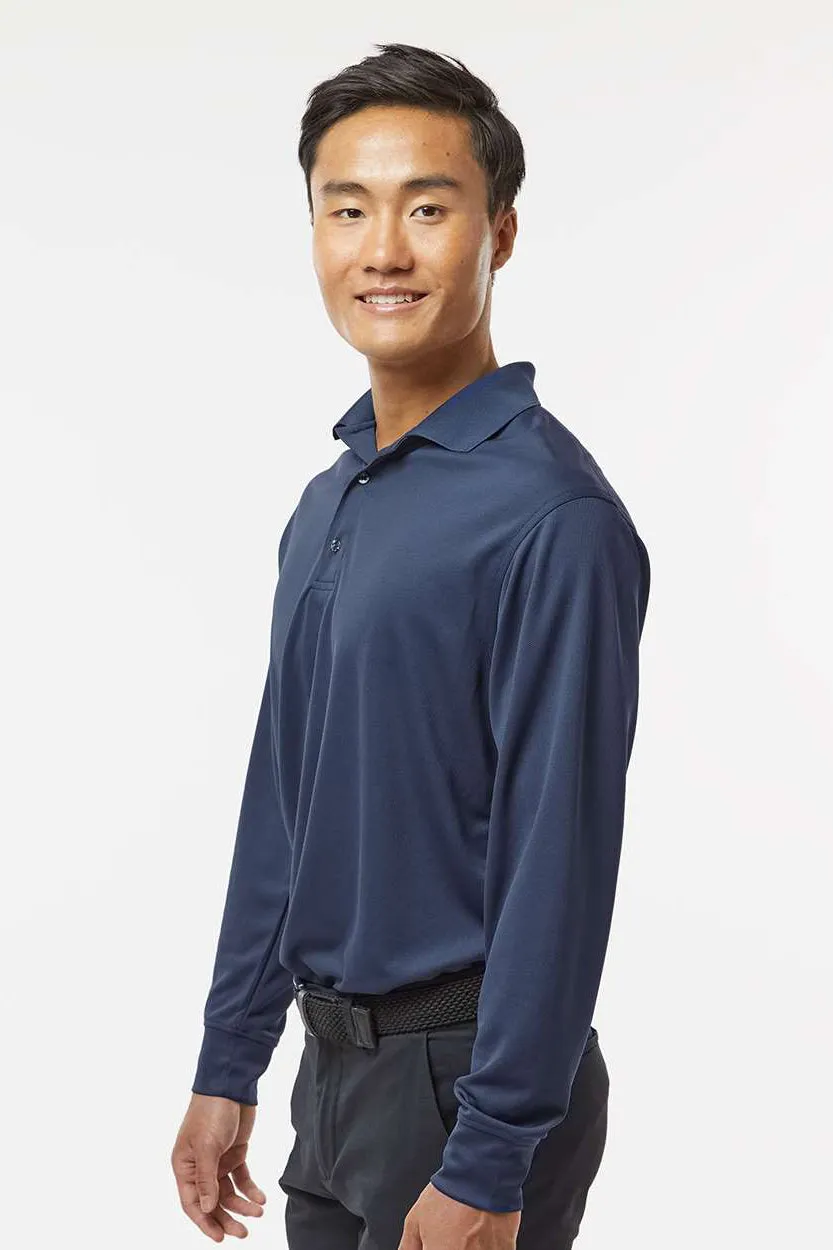 Paragon Mens Prescott Moisture Wicking Long Sleeve Polo Shirt - Navy Blue