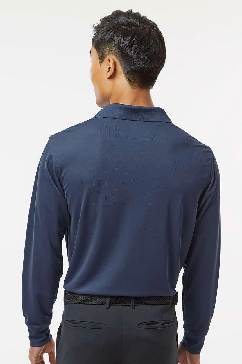Paragon Mens Prescott Moisture Wicking Long Sleeve Polo Shirt - Navy Blue
