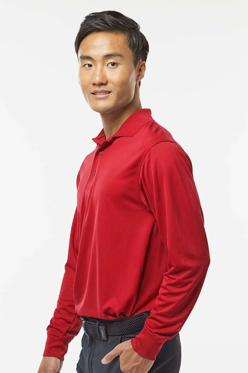 Paragon Mens Prescott Moisture Wicking Long Sleeve Polo Shirt - Red